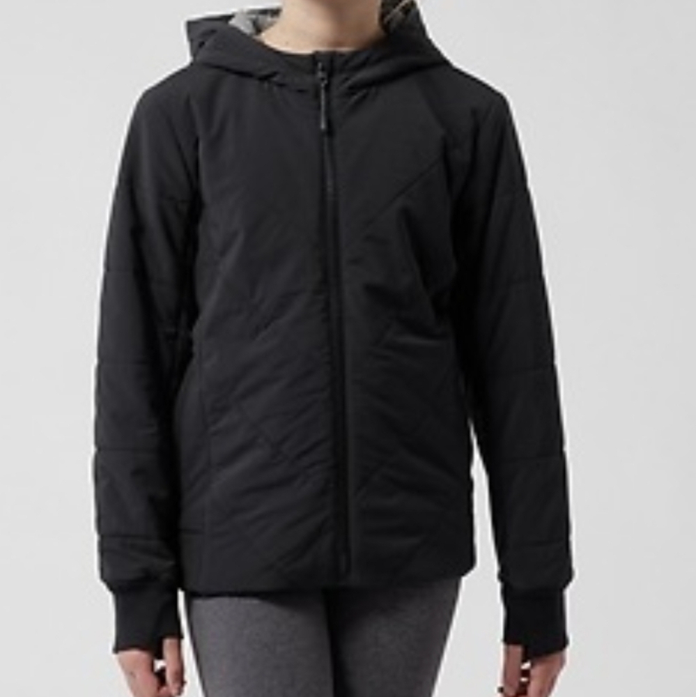 ATHLETA Girl Jump to It Jacket in XS (6), Black, Like New, Hood, Zipper, Pockets
